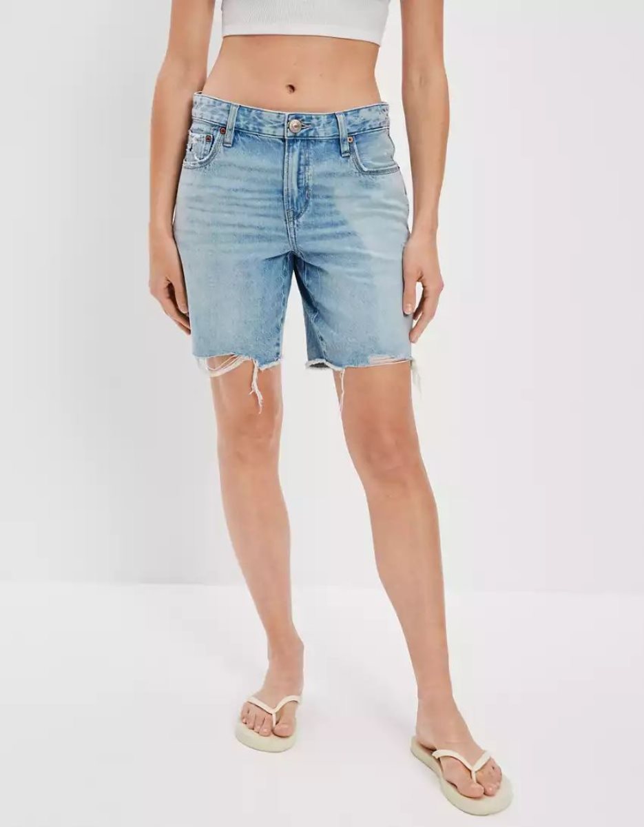 Shorts American Eagle AE Dreamy Drape Denim Low-Rise Baggy Lavage Clair Femme | AOA-28594721